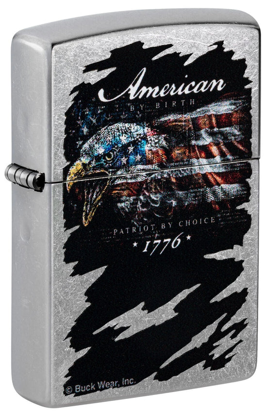 Zippo Buckwearโข Design Eagle Flag Street Chrome