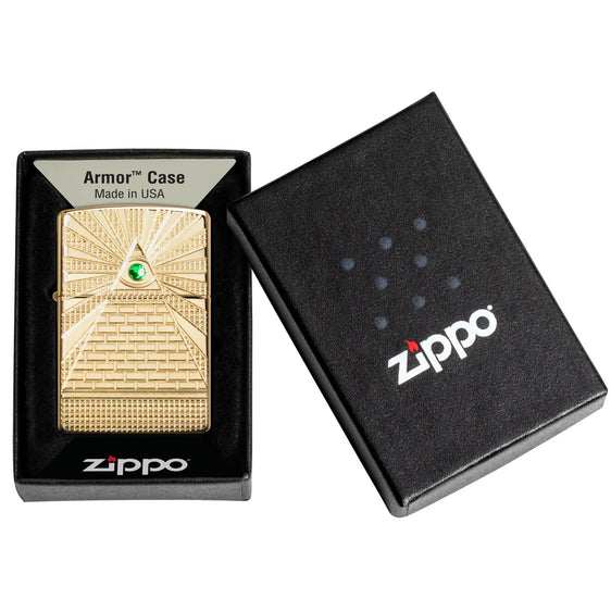 Zippo Lighter - Eye of Providence Brass High Polish Armor