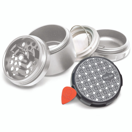 Bake Sale - Donut Pattern - 5 Piece 63MM Aluminum Herb Grinder - Silver