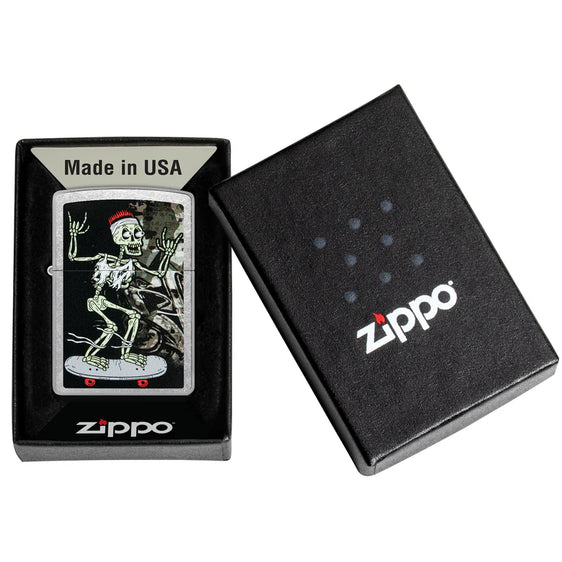 Zippo Lighter - Skateboarder Skeleton