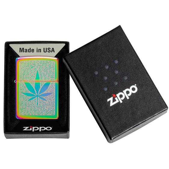 Zippo Lighter - Rainbow Cannabis Leaf
