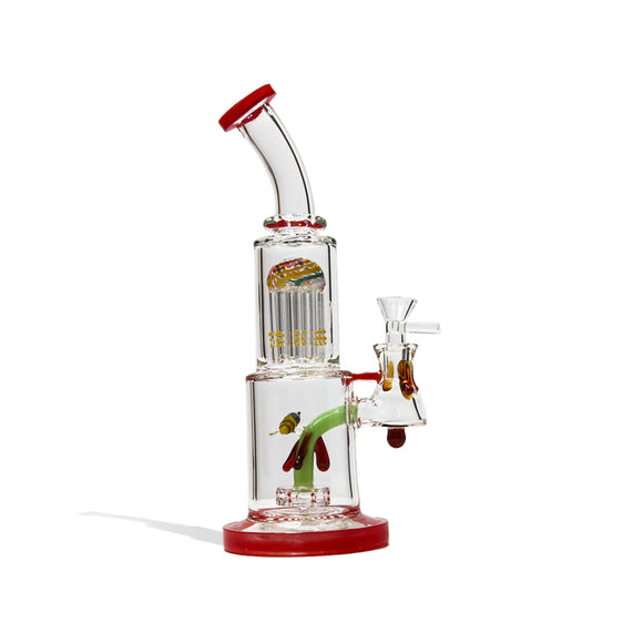 Dual Perc Water Pipe Bee Downstem - 13 Inch - Red
