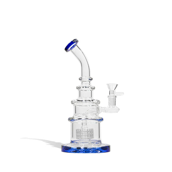 Water Pipe with Honey Comb Perc - 10 Inch Blue