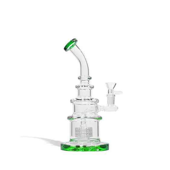 Water Pipe with Honey Comb Perc - 10 Inch - Green