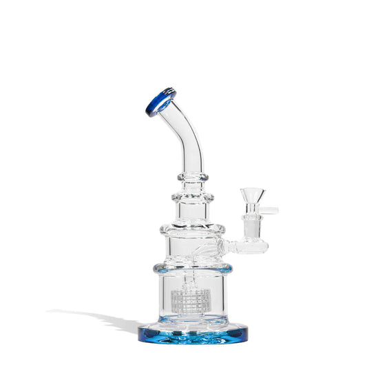 Water Pipe with Honey Comb Perc - 10 Inch Jade Blue