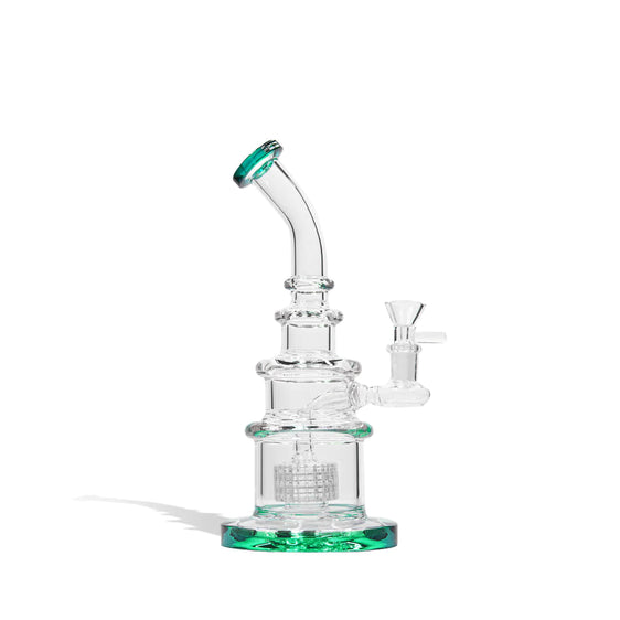 Water Pipe with Honey Comb Perc - 10 Inch - Lake Green