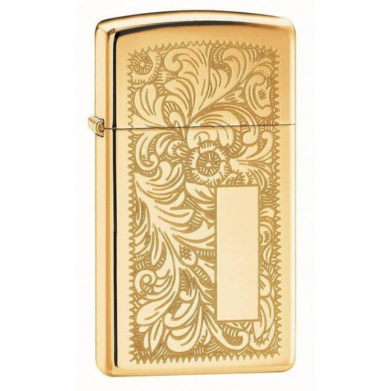 Zippo Lighter - Slim Venetian High Polish Brass