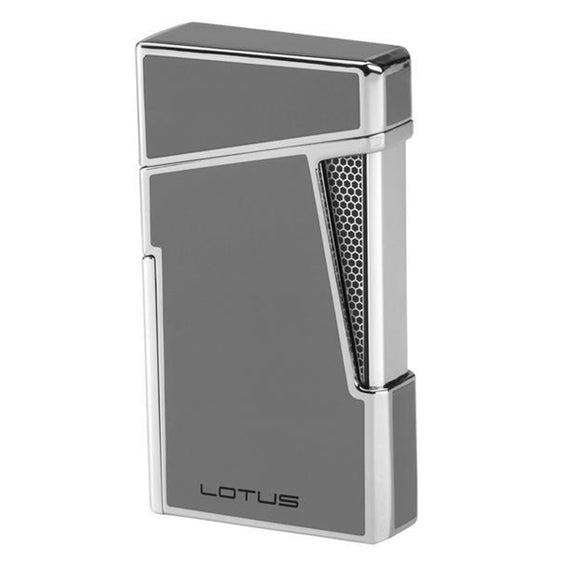 Lotus 48 Apollo Double Flame Torch Lighter and Punch Cutter - Metallic Gray & Polished Chrome