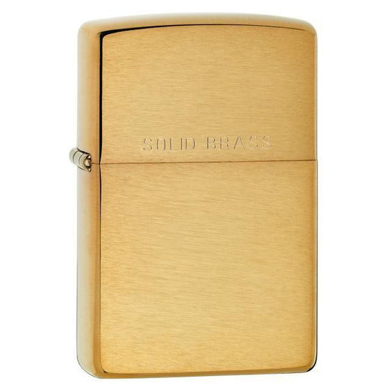 Zippo Lighter - Classic Brushed Engraved Solid Brass Zippo Zippo   