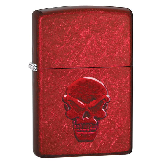 Zippo Lighter - Dooms Die Skull Face Candy Apple Red