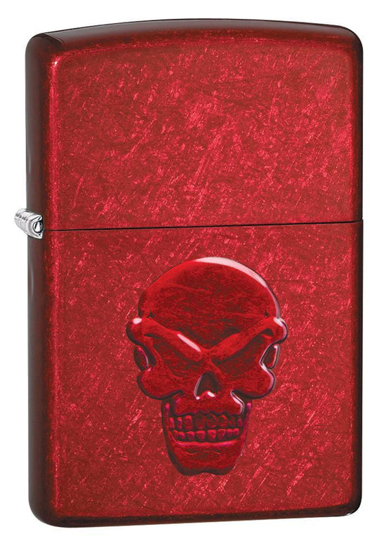 Zippo Lighter - Dooms Die Skull Face Candy Apple Red