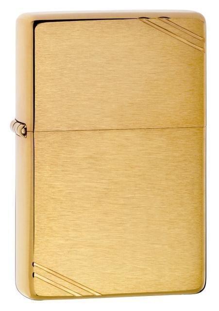 Zippo Lighter - Vintage Brushed Brass w/ Slashes