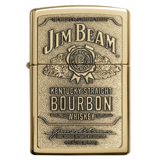 Zippo Lighter - Jim Beam Emblem High Polish Brass