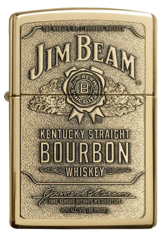 Zippo Lighter - Jim Beam Emblem High Polish Brass