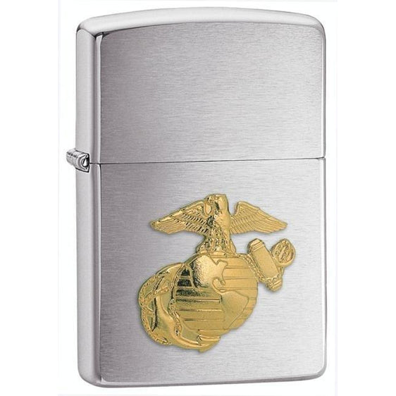 Zippo Lighter - Marines Emblem Brushed Chrome