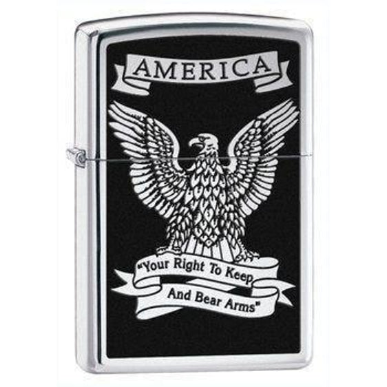 Zippo Lighter - Right to Keep & Bear Arms High Polish Chrome