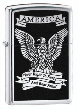 Zippo Lighter - Right to Keep & Bear Arms High Polish Chrome