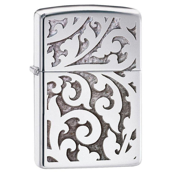 Zippo Lighter - Filigree High Polish Chrome Zippo Zippo   