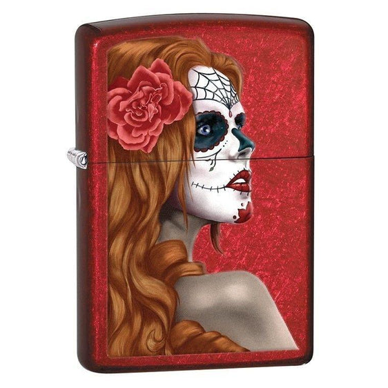Zippo Lighter - Day of the Dead Candy Apple Red