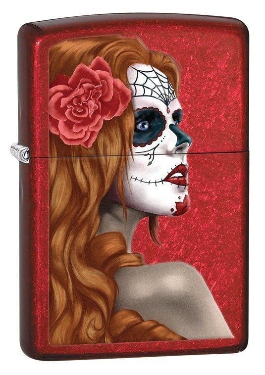 Zippo Lighter - Day of the Dead Candy Apple Red