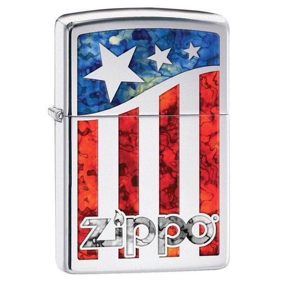 Zippo Lighter - American Flag w/ Zippo Logo