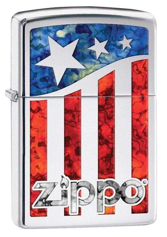 Zippo Lighter - American Flag w/ Zippo Logo
