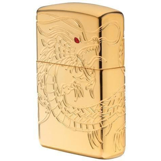 Zippo Lighter - Asian Dragon Armor High Polish Gold - Lighter USA