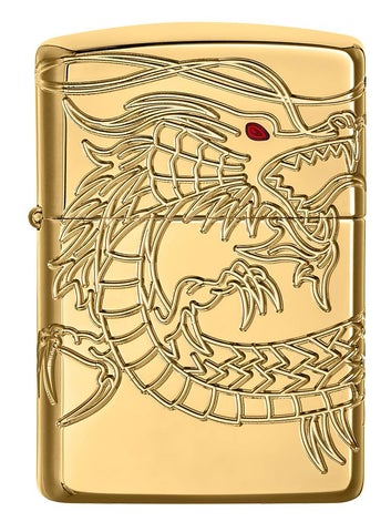 Zippo Lighter - Asian Dragon Armor High Polish Gold