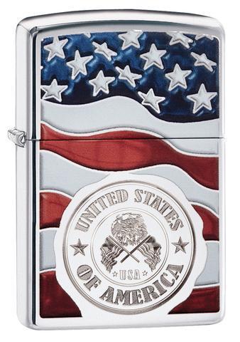 Zippo Lighter - American Stamp On Flag