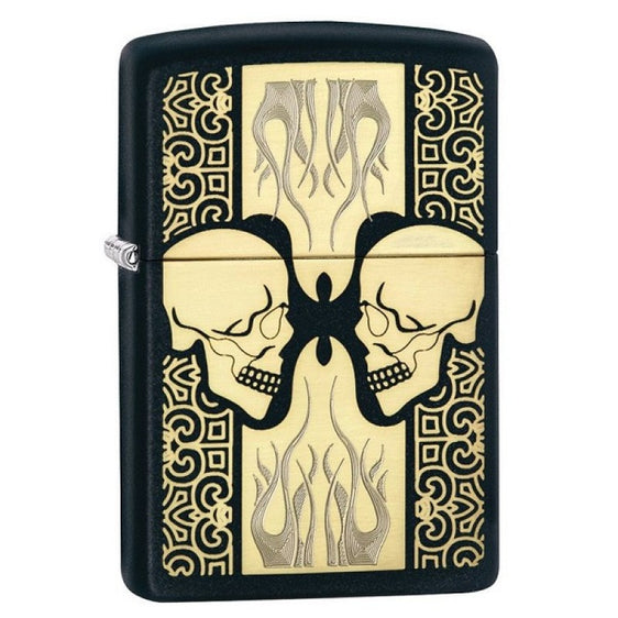 Zippo Lighter - Skulls Face to Face Fire