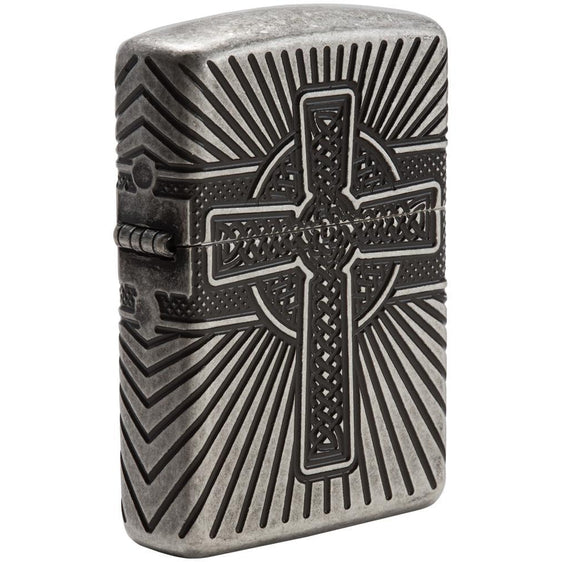 Zippo Lighter - Armor Celtic Cross Armor Antique Silver