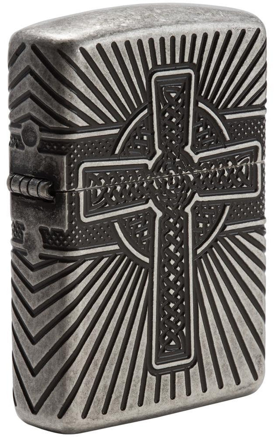 Zippo Lighter - Armor Celtic Cross Armor Antique Silver