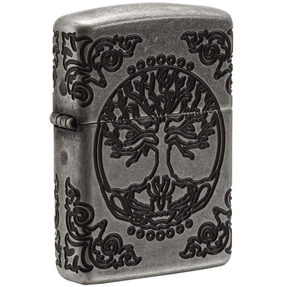 Zippo Lighter - Armor Tree of Life Antique Silver