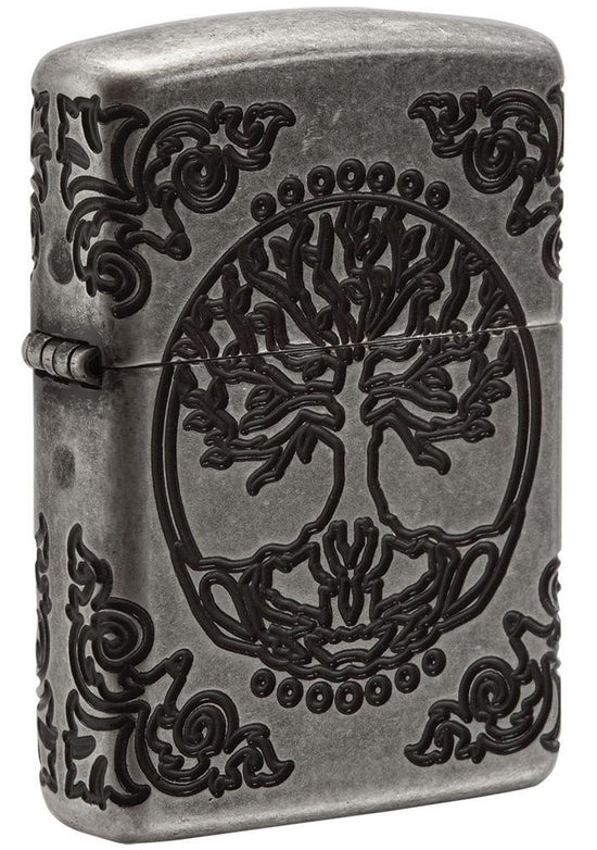 Zippo Lighter - Armor Tree of Life Antique Silver