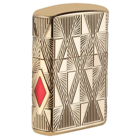 Zippo Lighter - Luxury Diamond Armor High Polish Gold - Lighter USA