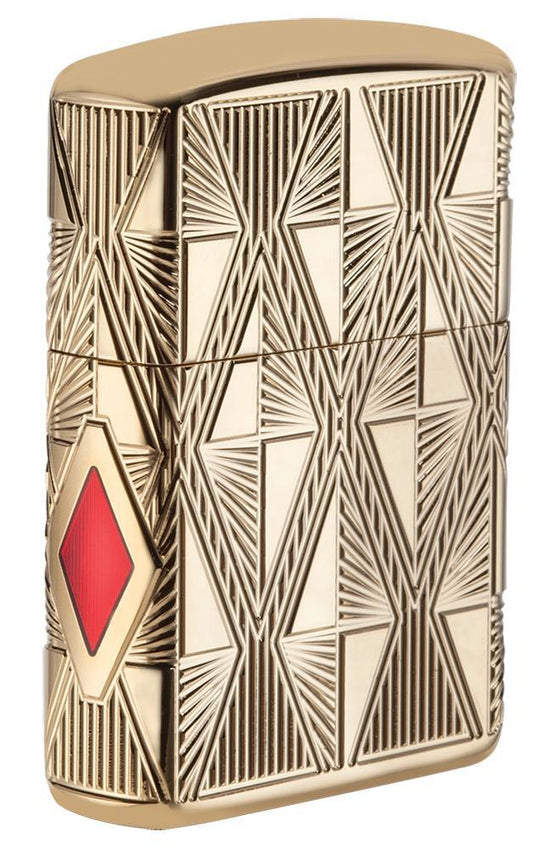 Zippo Lighter - Luxury Diamond Armor High Polish Gold