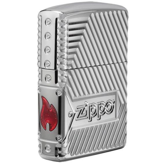 Zippo Lighter - Bolts Riveted Armor High Polish Chrome