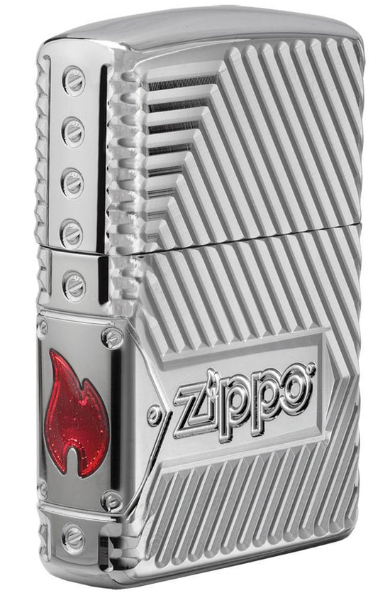 Zippo Lighter - Bolts Riveted Armor High Polish Chrome