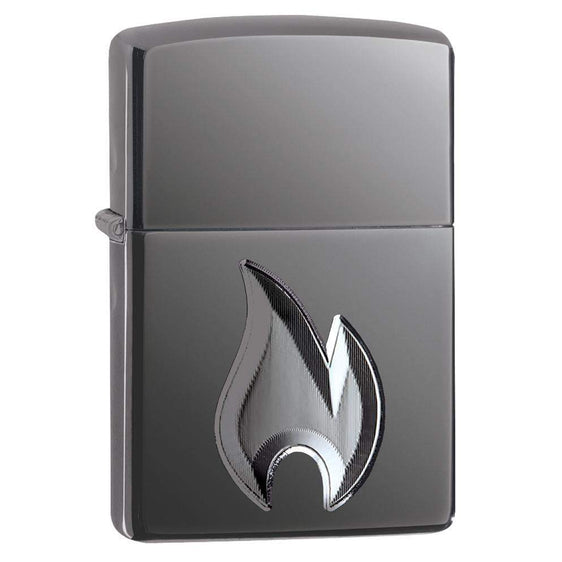 Zippo Lighter - Zippo Flame Design Black Ice