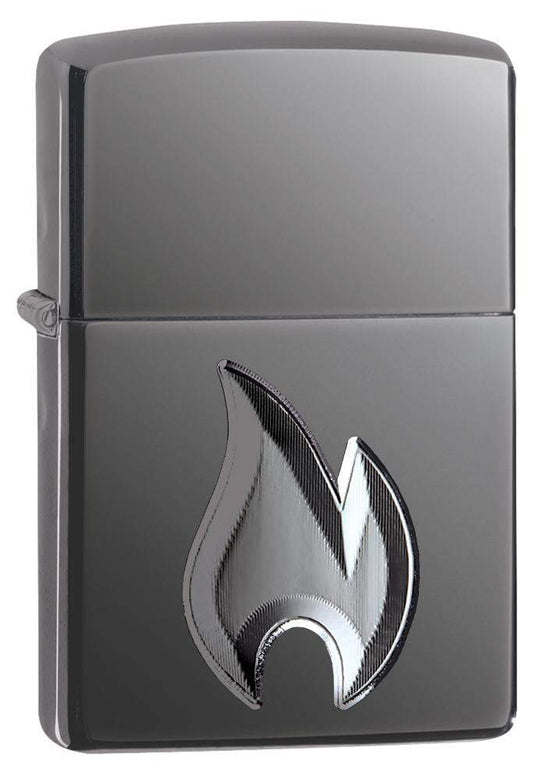 Zippo Lighter - Zippo Flame Design Black Ice