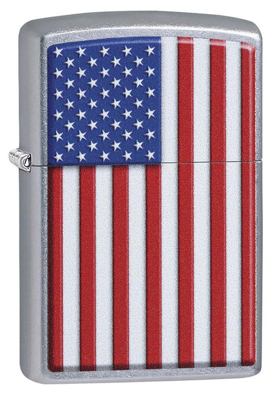 Zippo Lighter - Patriotic American Flag Street Chrome