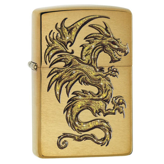 Zippo Lighter - Golden Dragon brushed brass - Lighter USA
