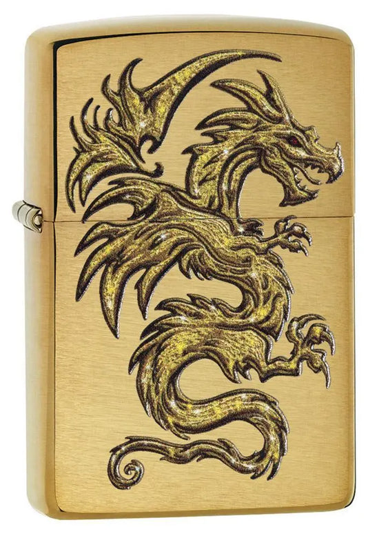 Zippo Lighter - Golden Dragon brushed brass