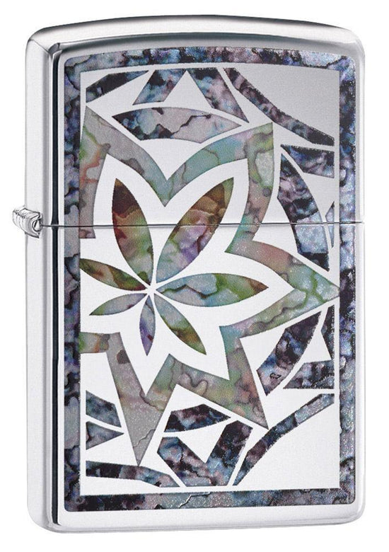 Zippo Lighter - Geometric Fusion Leaf High Polish Chrome