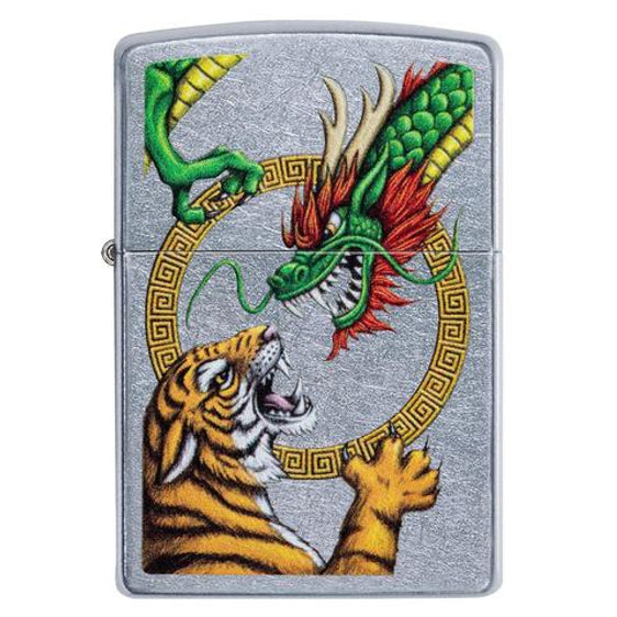 Zippo Lighter - Tiger vs. Chinese Dragon Street Chrome™
