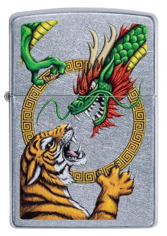 Zippo Lighter - Tiger vs. Chinese Dragon Street Chrome™