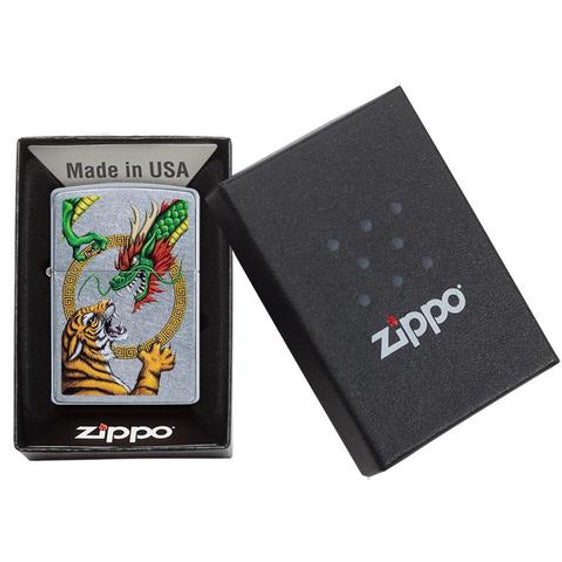 Zippo Lighter - Tiger vs. Chinese Dragon Street Chrome™