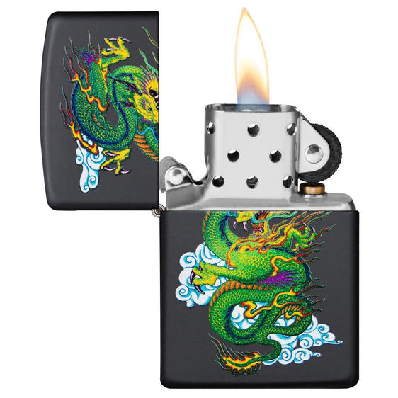 Zippo Lighter - Cloudy Dragon Black Matte