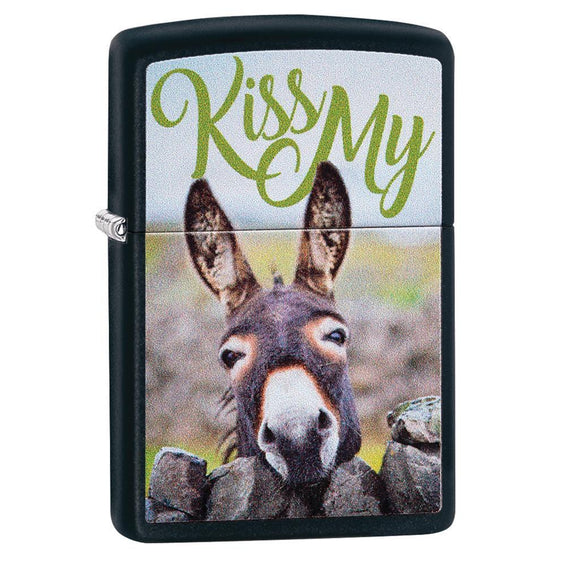 Zippo Lighter - Kiss My Donkey Black Matte