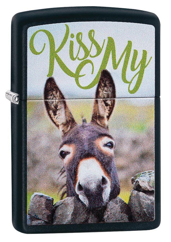 Zippo Lighter - Kiss My Donkey Black Matte